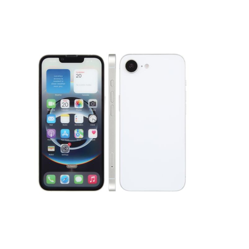iPhone 17e blanc factice écran type allumé